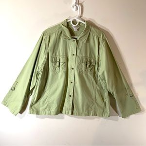 CJ Banks Light Green Utility button Front Jacket